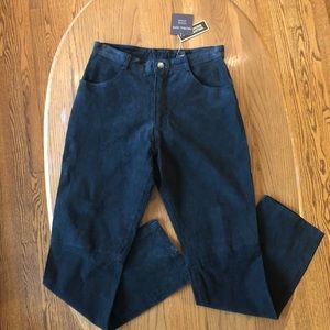 Vintage Genuine Leather High-Rise Pants